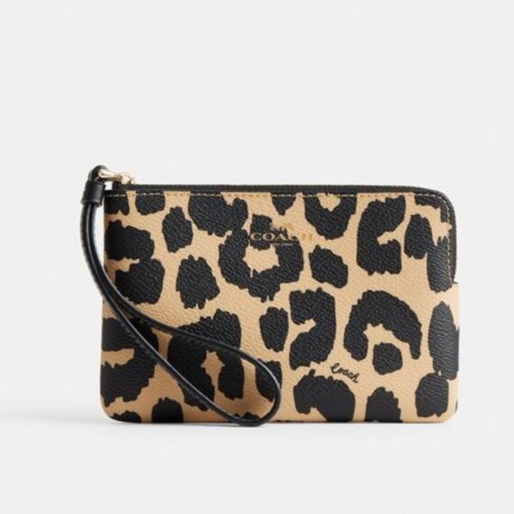 Coach wristlet in leopard print